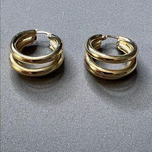 Gold Triple-Band Hoop Earrings